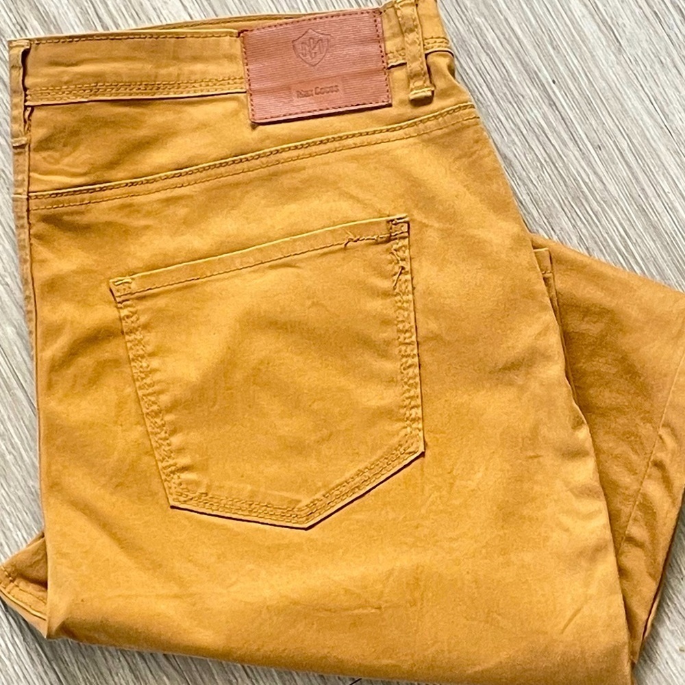MAX COCOS MUSTARD YELLOW STRAIGHT LEG STRETCH JEANS SIZE 16